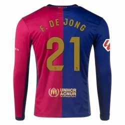 FC Barcelona Frenkie de Jong #21 Heim Trikot 2024/25 Langarm Fußballtrikot