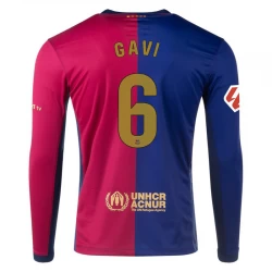 FC Barcelona Gavi #6 Heim Trikot 2024/25 Langarm Fußballtrikot