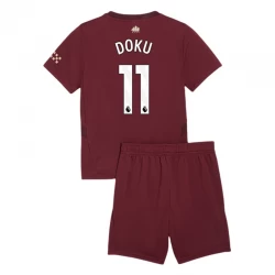 Kinder Manchester City Jérémy Doku #11 Ausweich Trikotsatz 2024/25 Fußballtrikot