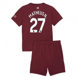 Kinder Manchester City Matheus N. #27 Ausweich Trikotsatz 2024/25 Fußballtrikot