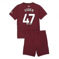 Kinder Manchester City Phil Foden #47 Ausweich Trikotsatz 2024/25 Fußballtrikot