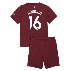 Kinder Manchester City Rodrigo #16 Ausweich Trikotsatz 2024/25 Fußballtrikot