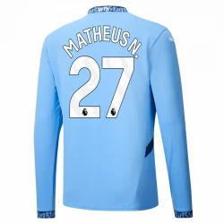 Manchester City Matheus N. #27 Heim Trikot 2024/25 Langarm Fußballtrikot