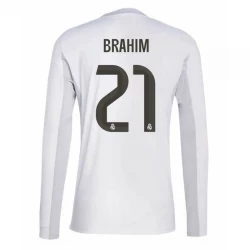 Real Madrid Brahim #21 Heim Trikot 2025/26 Langarm Fußballtrikot