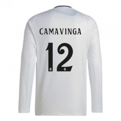 Real Madrid Eduardo Camavinga #12 Heim Trikot 2024/25 Langarm Fußballtrikot