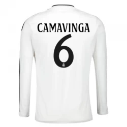 Real Madrid Eduardo Camavinga #6 Heim Trikot 2024/25 Langarm Fußballtrikot