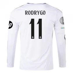 Real Madrid Rodrygo #11 Heim Trikot 2024/25 HP Langarm Fußballtrikot