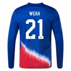 USA Weah #21 Auswärts Trikot Copa America 2024 Langarm Fußballtrikot
